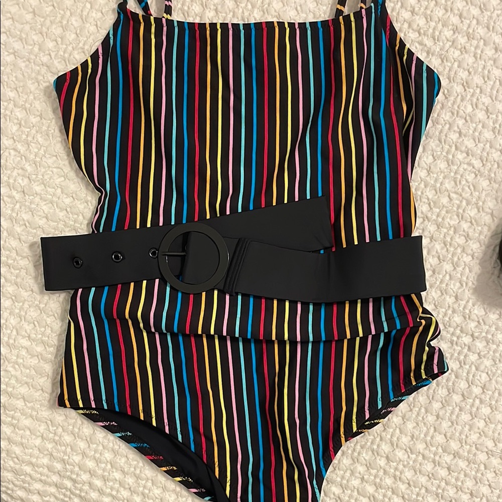 Solid & Striped Multicolor Striped One Piece Swim… - image 7